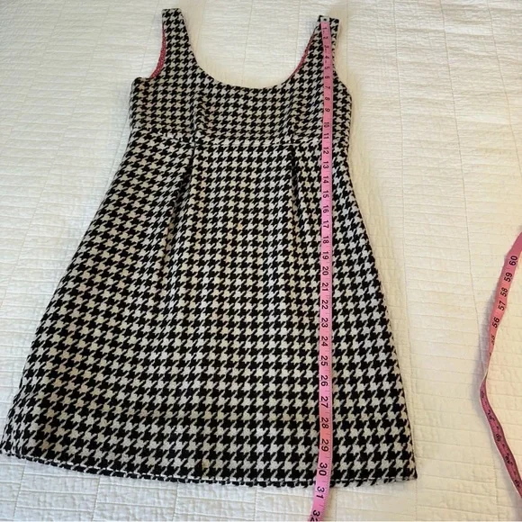 Vineyard Vines by Shep & Ian Sz 0 Empire Waist Houndstooth Mini Dress Wool Silk - Picture 4 of 9